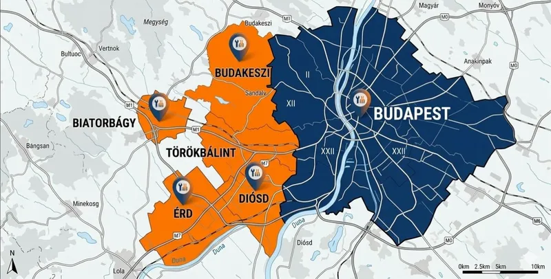 Budapest és agglomerációja kiszállási térkép